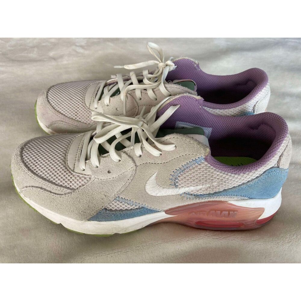 Nike Air Max Women’s Athletic Sneakers in Cream, Light Blue, Pink & Green - Picture 2 of 10
